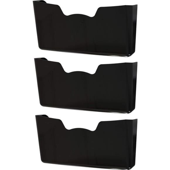 3 Pack - Simple Houseware Plastic Single Pocket Wall Mount File Holder, Black - Picture 3 of 6